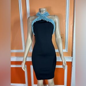 Bottega Veneta Bead-embellished Jersey Halterneck Mini Dress